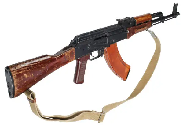 Photo of AK - 47 (AKM) assault rifle isolated on white