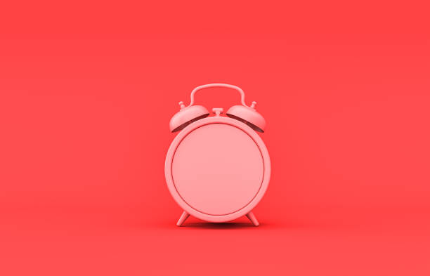 istock Flat single color, plastic material desk clock single room accessory in monochrome pink background, 3d rendering 1208014782