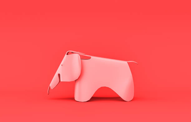 istock Elephant figure, room accessory on monochrome pink background, 3d rendering 1208014820