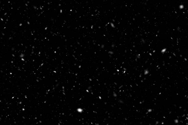 istock Snow or snowflake storm falling. White dots falling powder glitter confetti. Explosion on black background for overlay, abstract illustration 1208015909