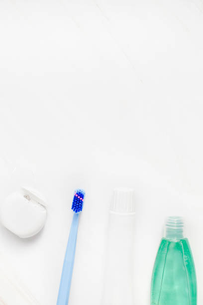 istock Teeth hygiene and oral care products flatlay 1208017493