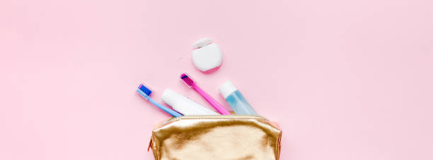 istock Teeth hygiene and oral care products flatlay 1208018416