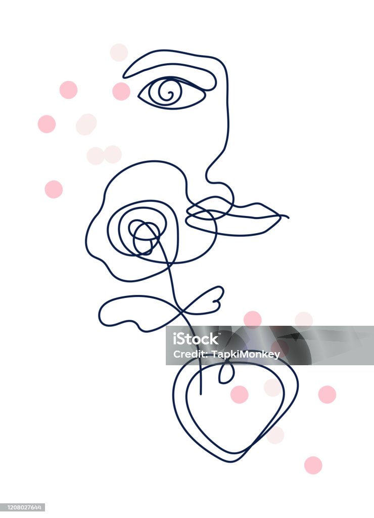 Ilustración de Mujer Cara A Una Línea Dibujo Con Flor Y Forma De Corazón  Retrato Vector De Estilo Minimalista y más Vectores Libres de Derechos de  Abstracto - iStock