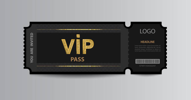 ilustraciones, imágenes clip art, dibujos animados e iconos de stock de stub vip pass ticket stub con rayas brillantes - ticket event ticket stub coupon