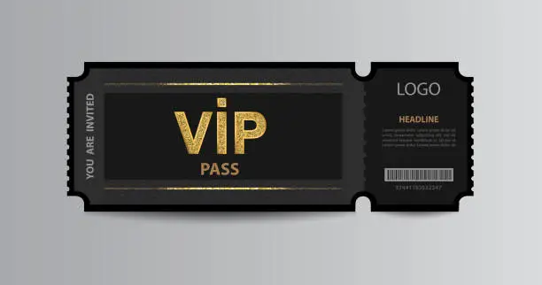 Vector illustration of Stub VIP pass ticket stub with glittering stripes