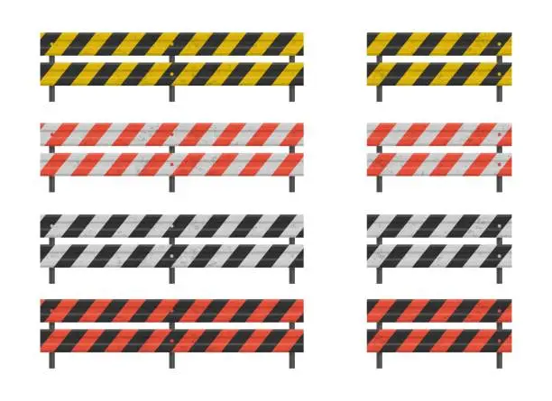 Vector illustration of Road guardrail, highway steel barrier vector illustration