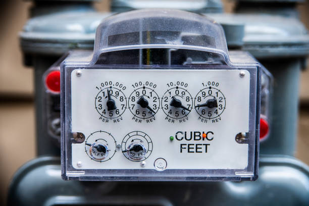 Electricity meter - close-up view of the meter counter, digits showing electricity consumption