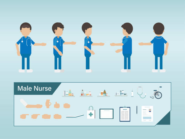 illustrations, cliparts, dessins animés et icônes de ensemble d’infirmières masculines - infirmier