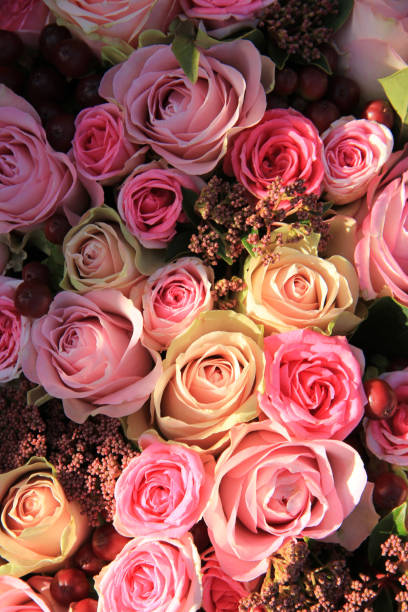 istock Pastel roses wedding arrangement 1208046155