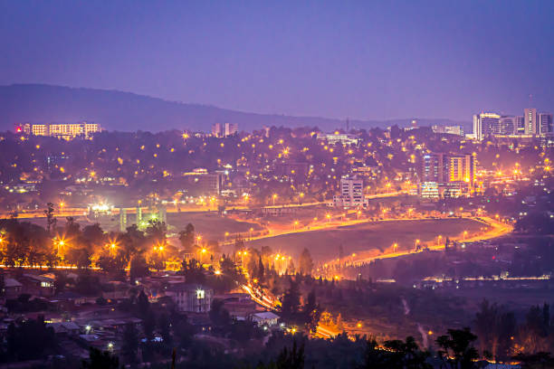 Kigali, Rwanda Skyline at Night stock photo