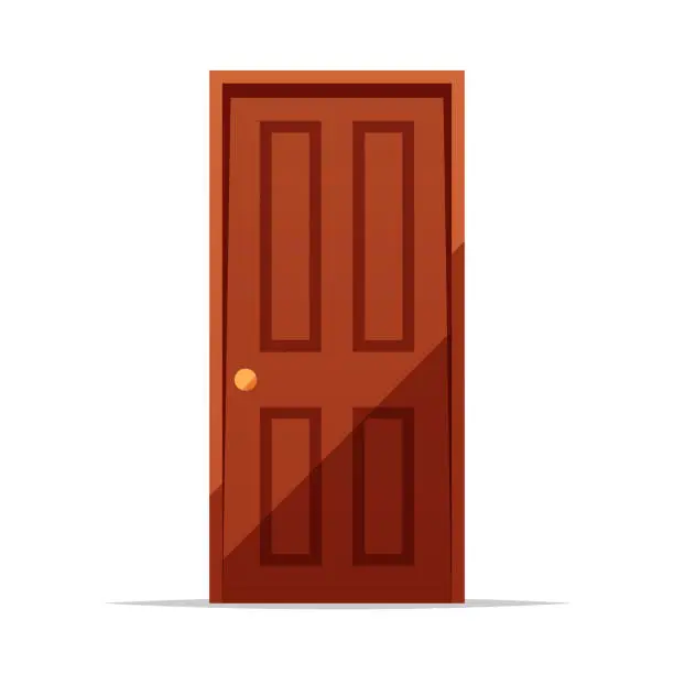 Vector illustration of Wooden door vector isolated illustration
