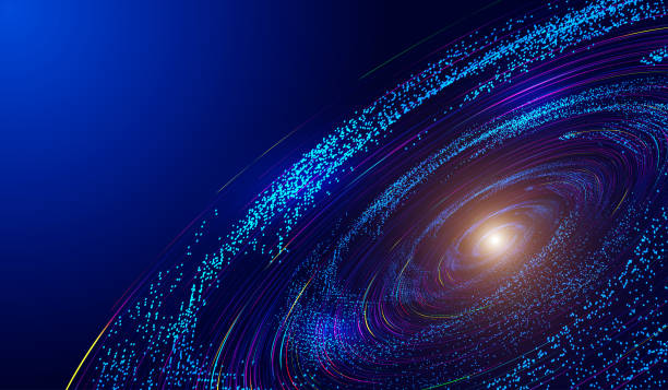 線、粒子フロー宇宙渦、ネットワーク技術ビッグデータの背景。 - ripple concentric wave water ストックフォトと画像