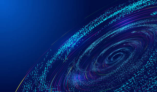 線、粒子フロー宇宙渦、ネットワーク技術ビッグデータの背景。 - ripple concentric wave water ストックフォトと画像
