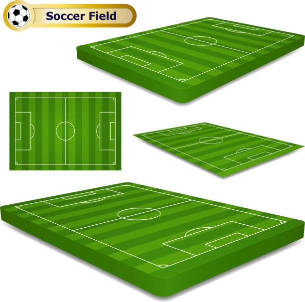 трехмерное футбольное поле - игровое поле иллюстрации stock illustrations