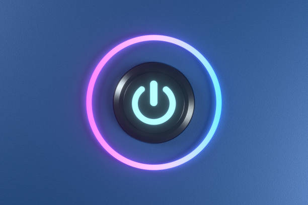 Button and switch with dark background,abstract conception ,3d rendering. Button and switch with dark background,abstract conception ,3d rendering. Computer digital drawing. start button stock pictures, royalty-free photos & images