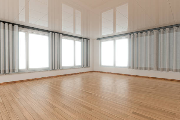 istock Empty room and wooden floor with white background,3d rendering. 1208070894