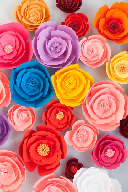 istock Paper craft colorful flowers. 1208071963