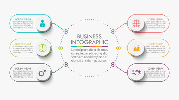 Business circle. timeline infographic icons designed for abstract background template Business circle. timeline infographic icons designed for abstract background template milestone element modern diagram process technology digital marketing data presentation chart Vector number 6 stock illustrations
