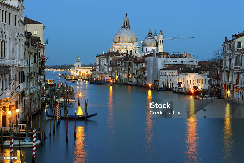 Grand canal and Salute at dusk, Venice  Architecture Stock Photo