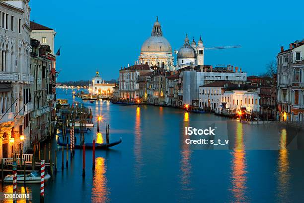 Grand Canal And Salute At Dusk Venice Stock Photo - Download Image Now - Architecture, Basilica, Canal