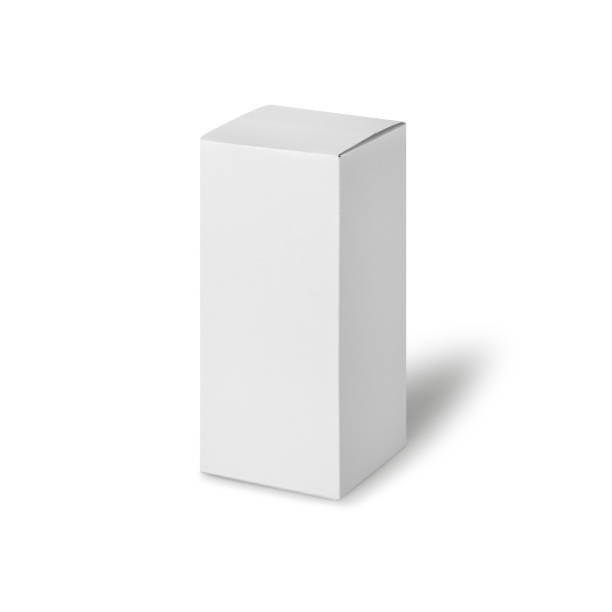 istock White box product tall shape packaging in front view isolated on white background with clipping path 1208087595