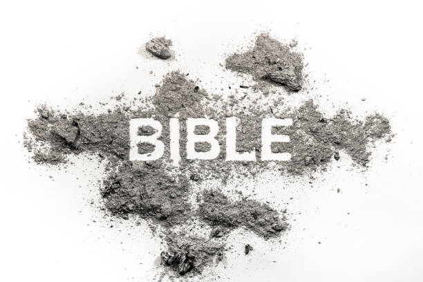 istock Bible word written in grey ash, dust 1208090338