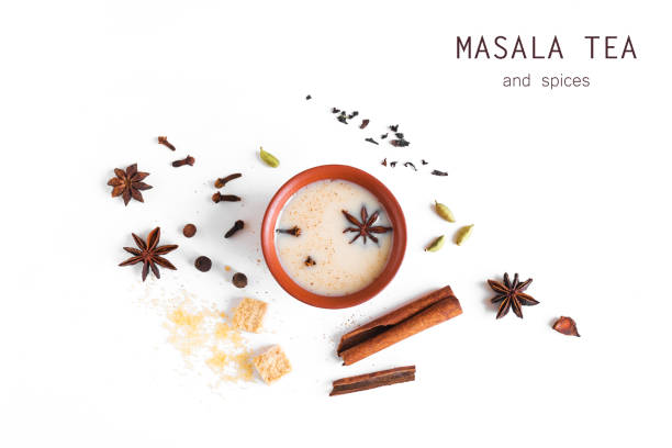 tè indiano masala chai - cardamom spice indian culture isolated foto e immagini stock