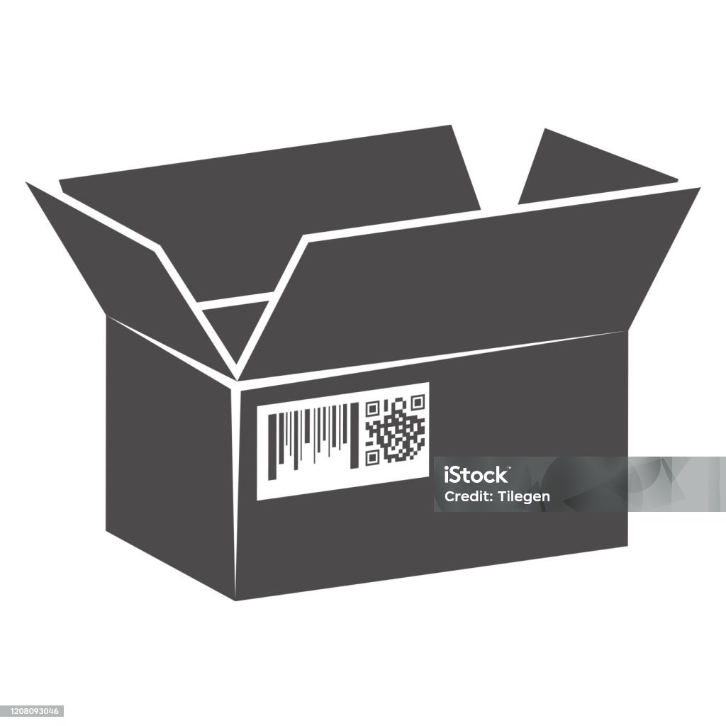 Cardboard Boxe For Deliveryopen Box With A Bar Code And A Qr Code On ...