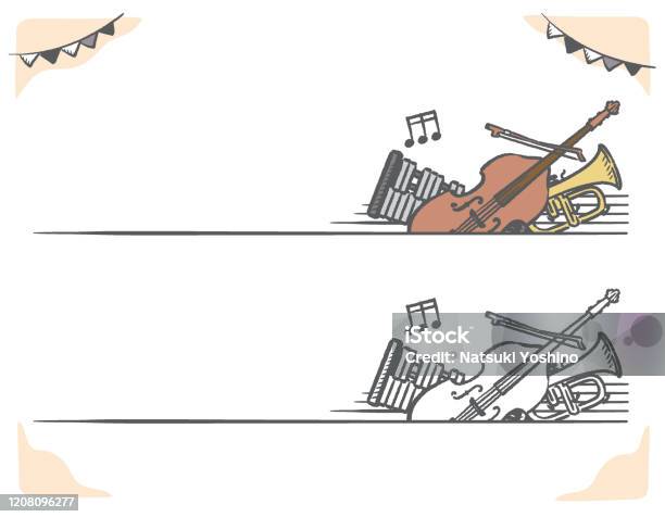 Musical Instruments Safety Label Vector Music Themed Vector Labels With Orchestra Instruments Stock ...