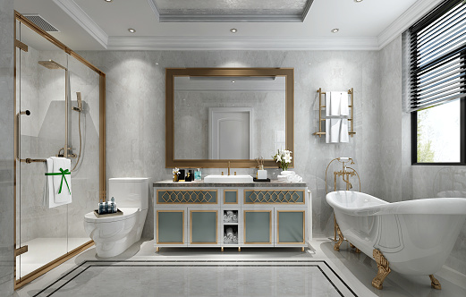 3D rendering of a Bathroom interior.