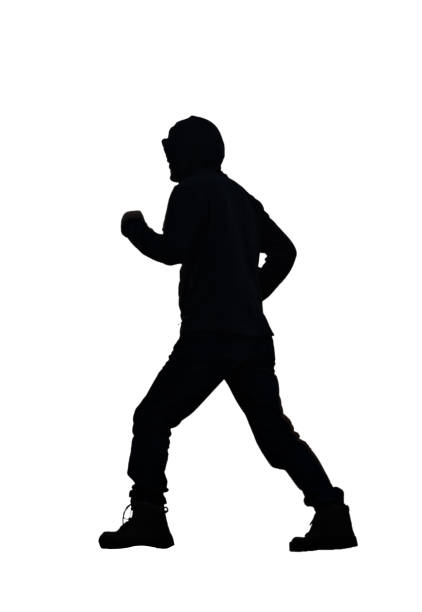 Silhouette of runner isolated on white