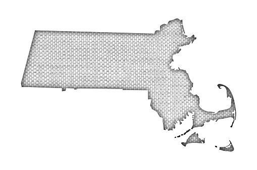 Map of Massachusetts on old linen