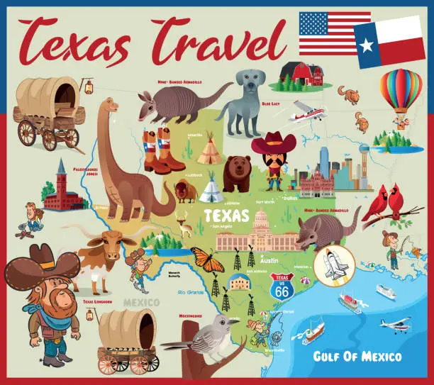 Vector illustration of Cartoon Map of TEXAS