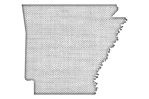 Map of Arkansas on old linen
