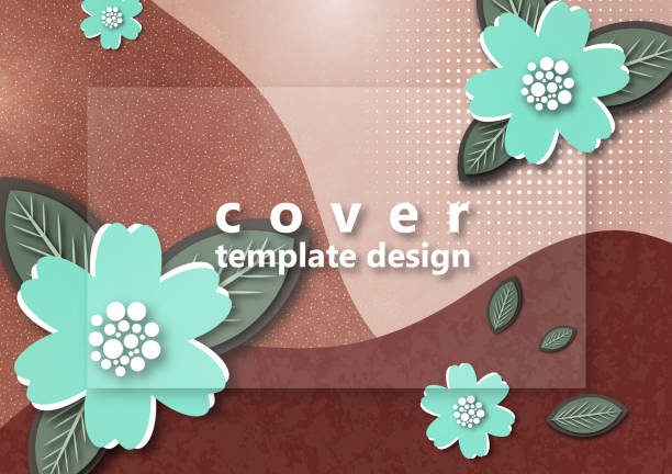 istock Bright wavy background. Creative paper cut flowers and leaves. Stylish modern template for your design. 1208108950