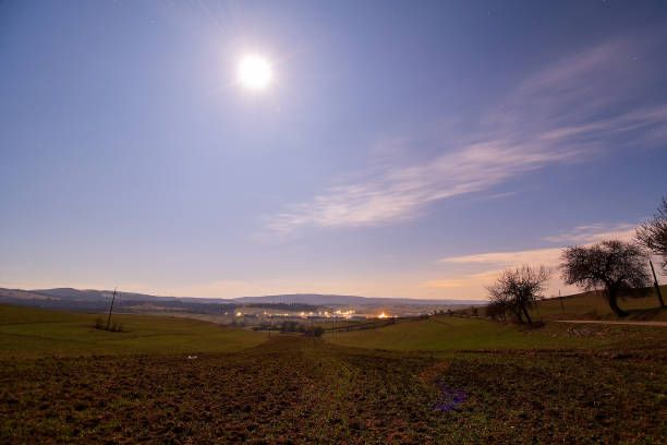 istock Nightscape of small village & starry sky 1208115466