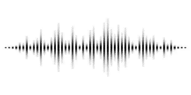 Vector illustration of Vector sound waves stylized with stippled vanishing columns. Dynamic equalizer visual effect.