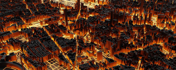 istock Techno mega city; urban and futuristic technology concepts, original 3d rendering 1208120576