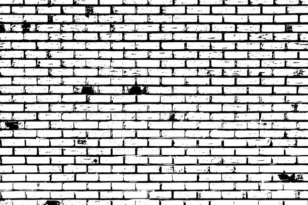 illustrations, cliparts, dessins animés et icônes de texture noire grunge comme forme de mur de brique sur le fond blanc (vector). utilisation pour la décoration, le vieillissement ou la vieille couche - wall brick backgrounds textured effect