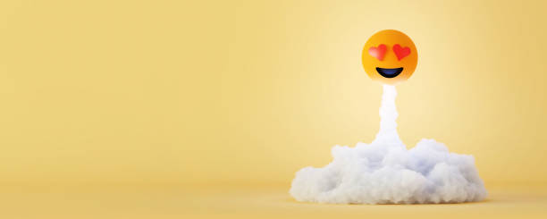 istock In love smile rocket launched, social media concepts, original 3d rendering and model 1208120932