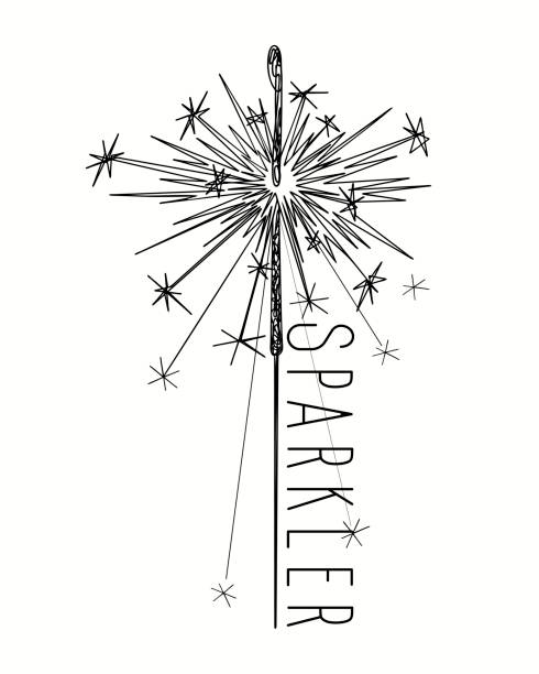 illustrations, cliparts, dessins animés et icônes de plan rapproché abstrait de sparkler sur le fond blanc - cierge magique illustrations