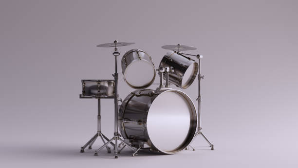 kit de tambor de plata - baterias musicales fotografías e imágenes de stock