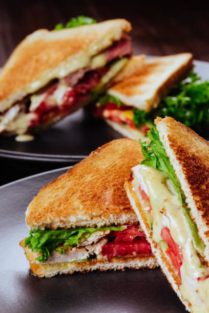 istock Sandwich bread tomato, lettuce and yellow cheese 1208125271