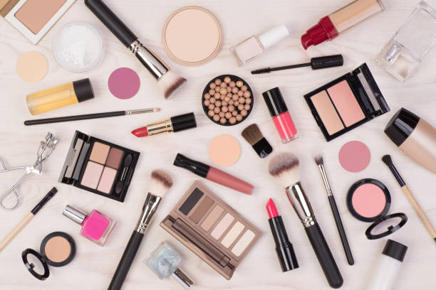 istock Makeup cosmetics such as eyeshadows, lipstick, mascara and other makeup accessories 1208125535