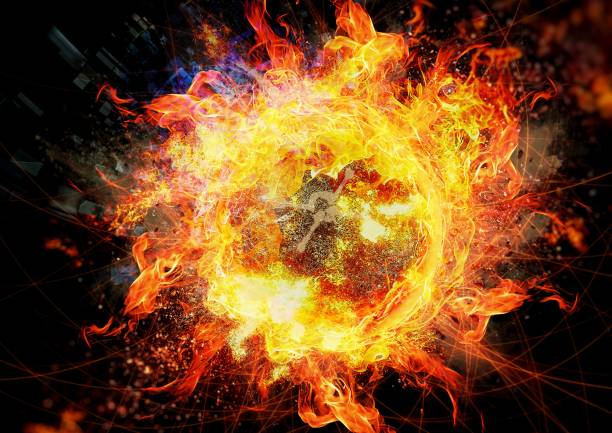 istock Abstract circular flame illuminating the dark 1208125775