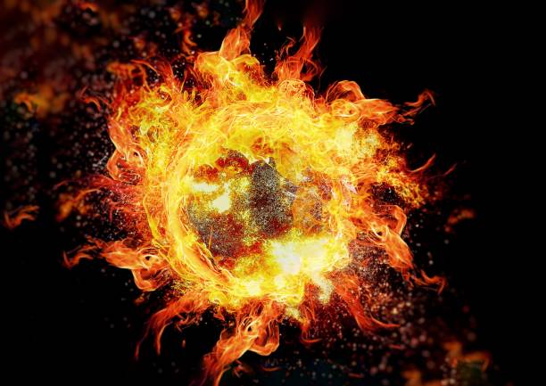 istock Abstract circular flame illuminating the dark 1208125777
