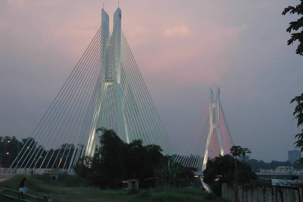 Bridge of Brazzaville Pont de la corniche stock photo