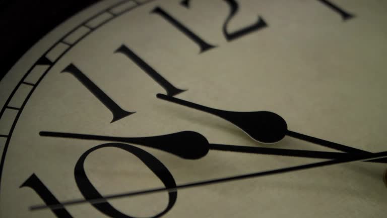 Vintage clock face with moving second pointer