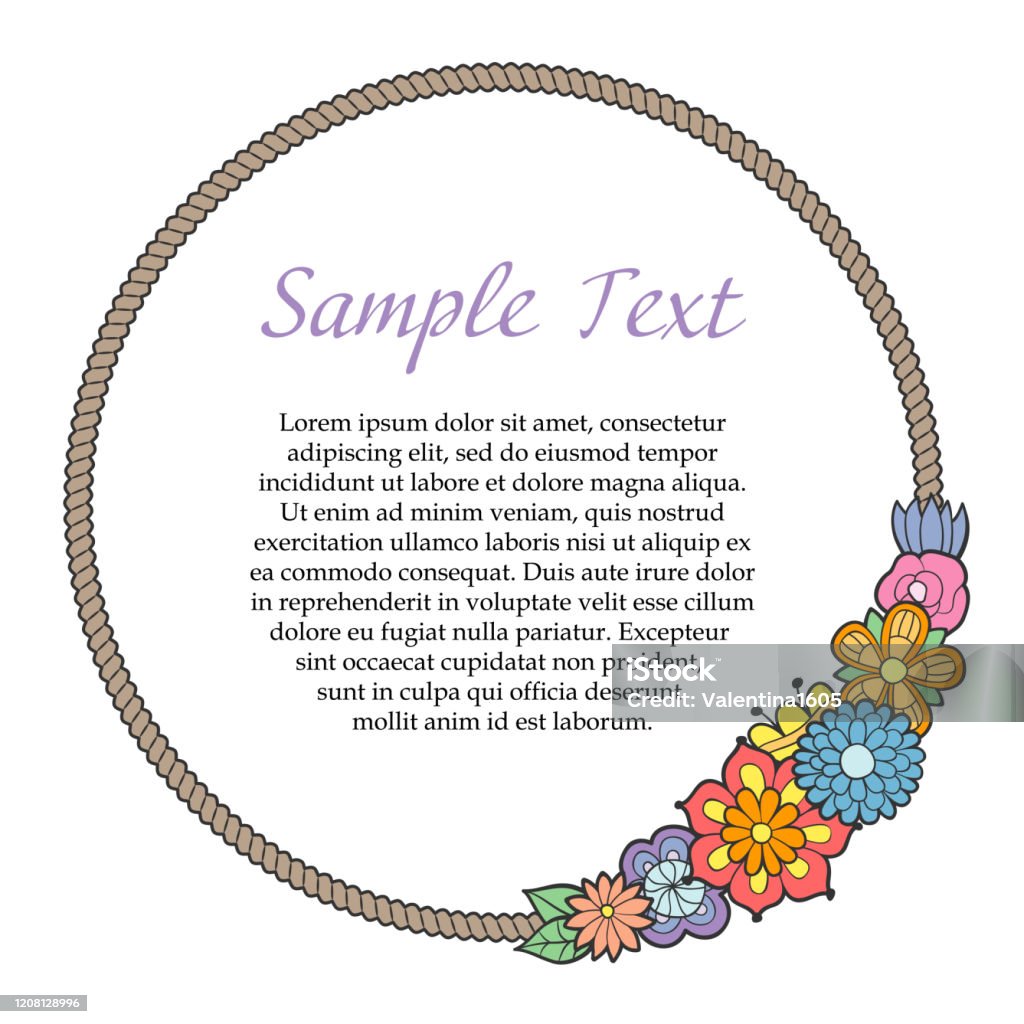 Flower Rope Design Vector Decorative Rope Vector Frame With Flowers Stock Illustration - Download ...