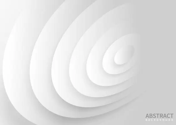 Vector illustration of Abstract white and gray gradient background. Circle shape with shadow in paper cut style. circle shape with shadow in paper cut style.